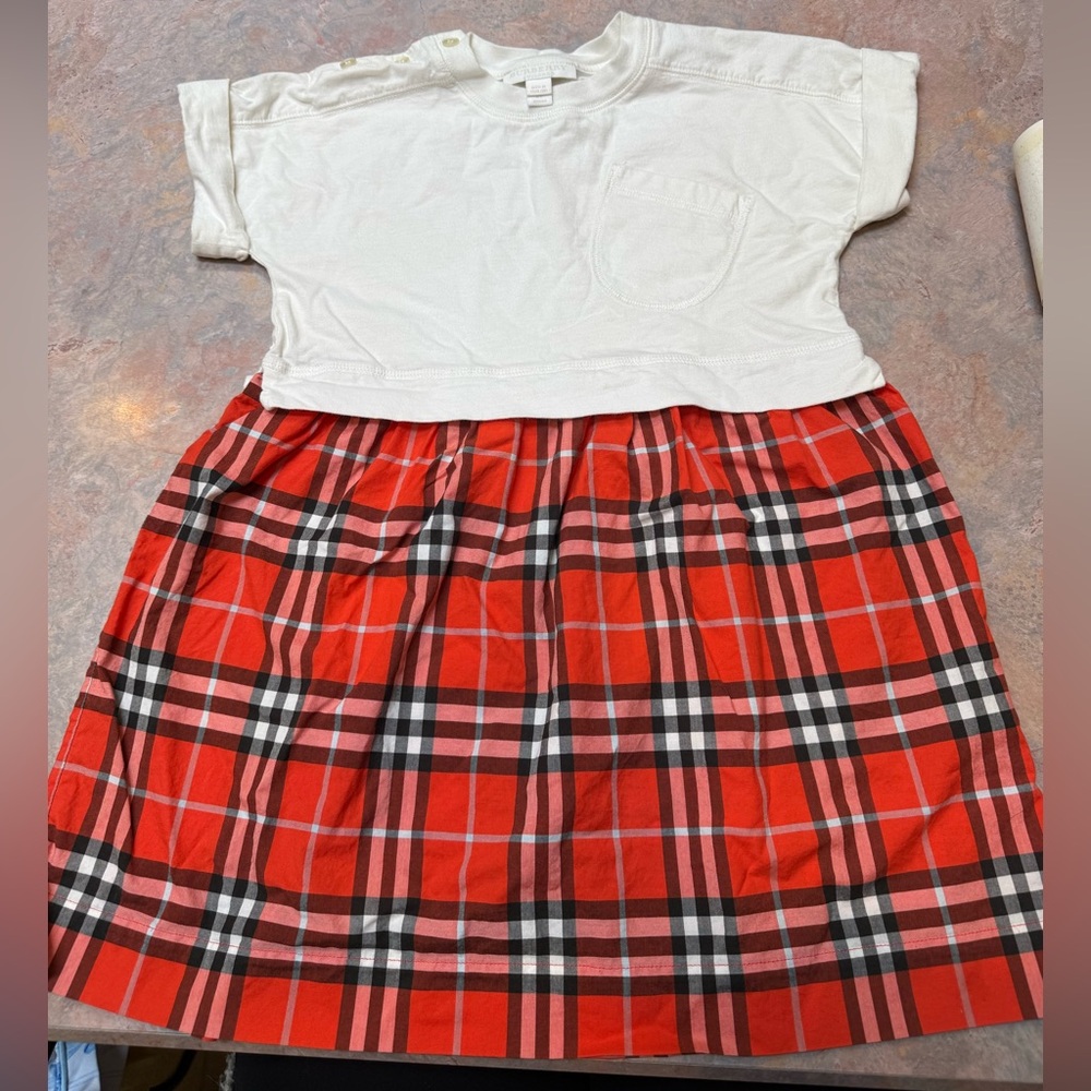 Burberry White dress with red plaid
